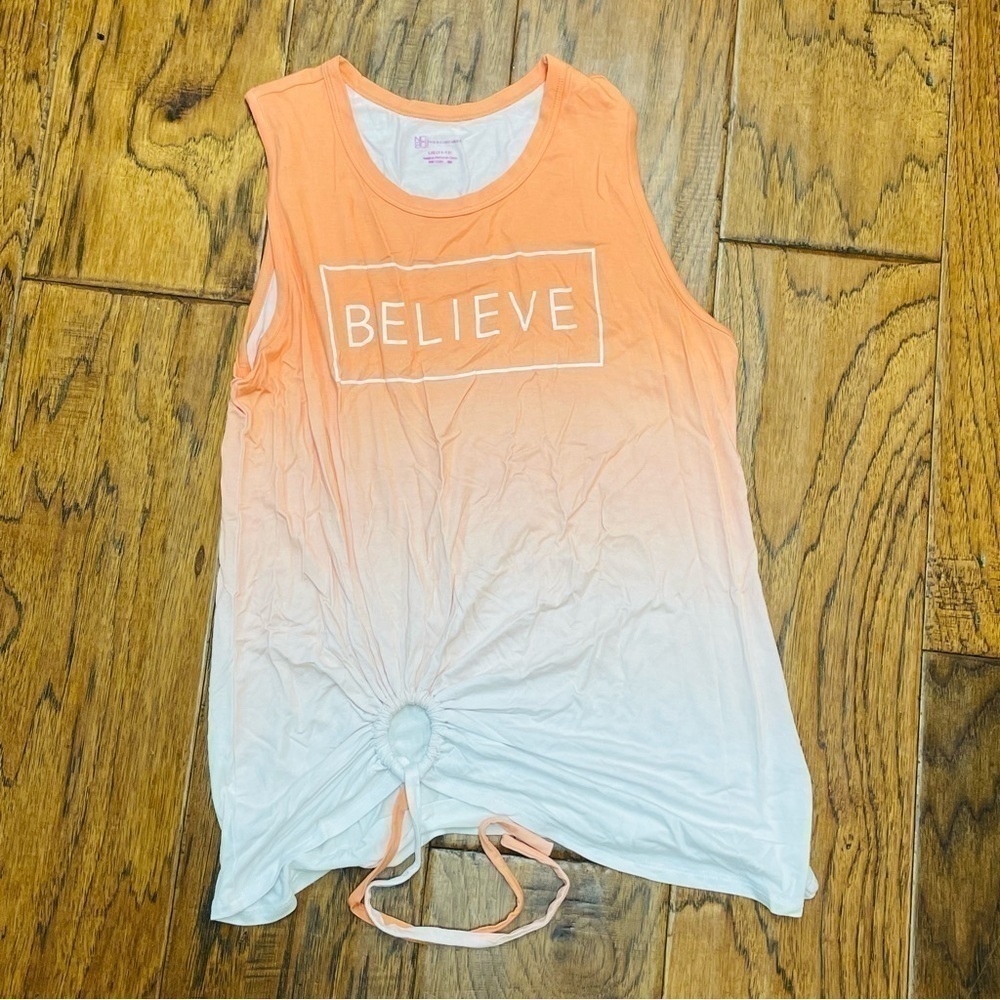 No boundaries Ombrè tank muscle shirt BELIEVE women’s